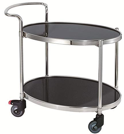 TEmkin Barwagen, ovaler Metall-Rollbar, Servierwagen, mobiler Servierwagen für Zuhause, Küche, Club, rollender Servier-Barwagen, Küchenbar-Servierwagen (Silber) (Silber)