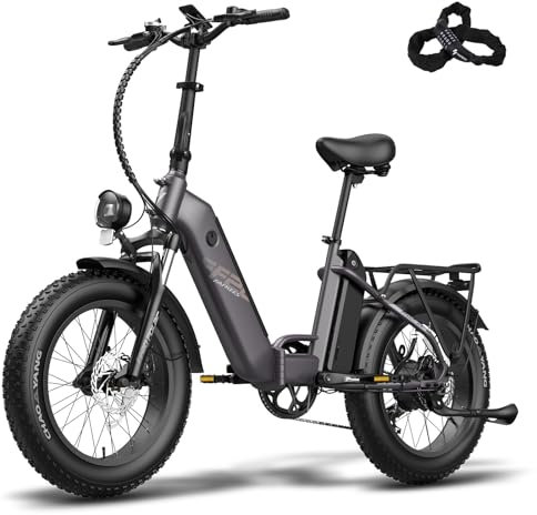 Fafrees FF20 POLAR Electric Bike, 20 * 4.0” Fatbike, Folding Electric Bicycle for Adults, 10.4 * 2 Ah Batteries E-bike,Men's Electric Mountain Bike, Range 70-150KM (Black)