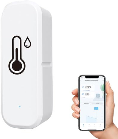 Sporgo WiFi Thermometer Hygrometer Innen, WLAN Feuchtigkeitssensor Temperatursensor mit Smart Tuya App, Datenaufzeichnung und Benachrichtigungsalarm, Mini Kabelloser Thermometer für Innen Außen