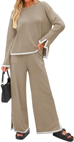 ZESICA 2-teiliges Strick-Lounge-Set für Damen, mit Sweater, Herbst-Outfit