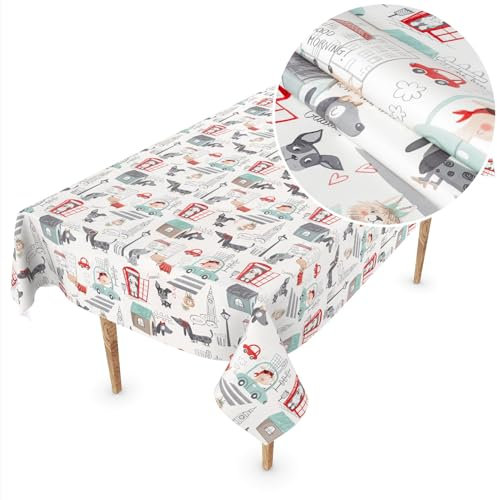 ANRO Wachstuch Tischdecke abwaschbar Wachstischdecke Plastik-Tischdecke Meterware eckig rund oval Kinder Geburtstag Grau 180x140cm