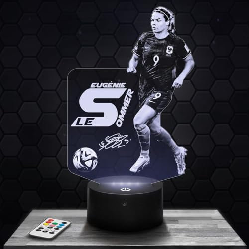 Lampephoto.fr - E. Le Sommer Frauenfußball 3D Lampe, Touch Nachtlicht, deko FußbalL. Geschenkidee Mann Frau objekt E. Le Sommer Frauenfußball Nachtlicht Erwachsene deko Zimmer, 3D Led Illusion