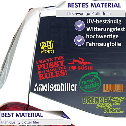 INDIGOS UG Aufkleber - Autoaufkleber - JDM - Die cut - Auto - 300x143 mm - Car+e10 = sad - Gold - Heckscheibe - Heckscheibenaufkleber - Sticker - Tuning