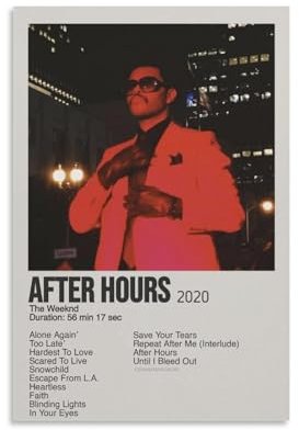 DAGUYS Poster Sänger The Weeknd Album After Hours, Heimdekoration, Wandkunst, zum Aufhängen, dekoratives Gemälde, Poster, 60 x 90 cm