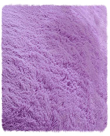 Generisch Tappeto da soggiorno a pelo lungo, 60 x 120 cm, morbido, per camera da letto, soggiorno, lavabile, in pelliccia sintetica, per cameretta dei bambini, lilla