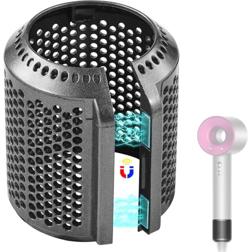 Upgraded Magnetic Hair Dryer Filter Cover Compatible with Dyson Supersonic HD01 HD03 HD07 HD08 HD15 Models Hair Dryer Filter Cage Spare Parts (Metallic Gray)