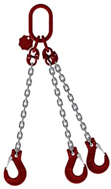 Joma-Tech 3-Strang Anschlagkette 2m GK8 10mm verzinkt mit Sicherheitshaken und Verkürzungsklaue