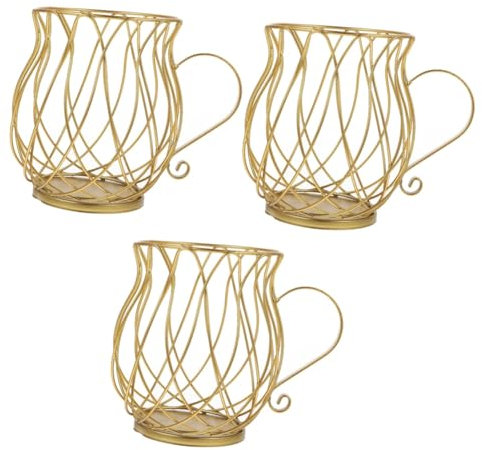 MAGICLULU 3stücke Kaffeehalter Metall Eleganter Aufbewahrungskorb Für Kaffeekapseln Snacks Und Süßigkeiten Für Küchentheken Und Cafés Goldene Ausführung