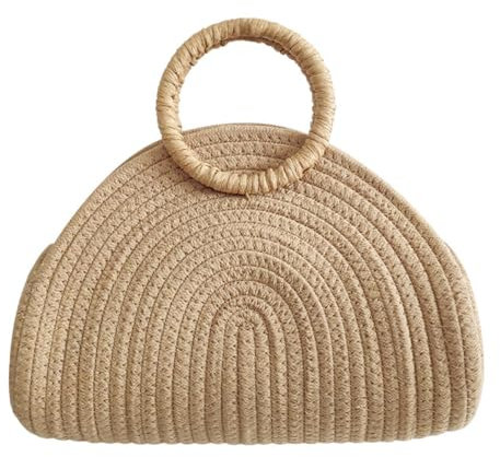 HICARRY Sommer Strandtasche Damen Stroh Handtasche, Korbtasche Geflochtene Tasche Basttasche Strand Schultertasche Tote Bag Damen-Shopper Einkaufstasche für Reise Urlaub Freizeit
