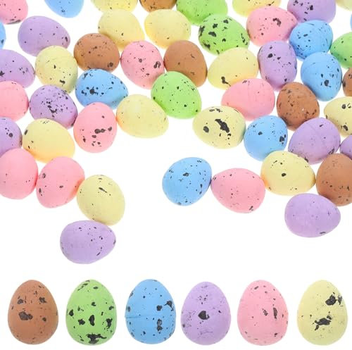 TEHAUX Small Artificial Bird Eggs, 100pcs Soft Speckled Eggs, Faux Easter Eggs, Bowl and Vase Filler Springtime Party Favors Table Setting