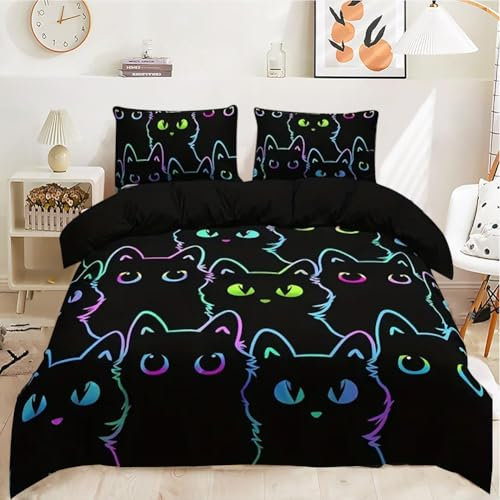 Bettwäsche Sets für Jungen,Mädchen und Erwachsene,Bettwäsche 135x200 cm,2 Stück Kissenbezug 80×80 cm,Cartoon Drucken Kinderbettwäsche,Soft Microfibre 3D Bettwäsche,Kinderbettwäsche Teenagerbettwäsche