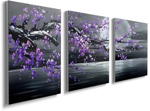 Tree of Life Wall Art Canvas Wooden Framed Colorful Print Abstract Tree Landscape Painting Canvas Poster Wall Artworks Pictures for Living Room Bedroom Home Office Decor 90x40cm(12x16x3pcs), YH1809