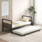 COSTWAY Lit Gigogne 90 x 200 cm, Cadre de Lit Escamotable à roulettes, avec Tête et Pied de Lit, Lattes en Métal, pour Chambre d’Enfant, Chambre d'amis, Charge 200 kg, Marron Rustique
