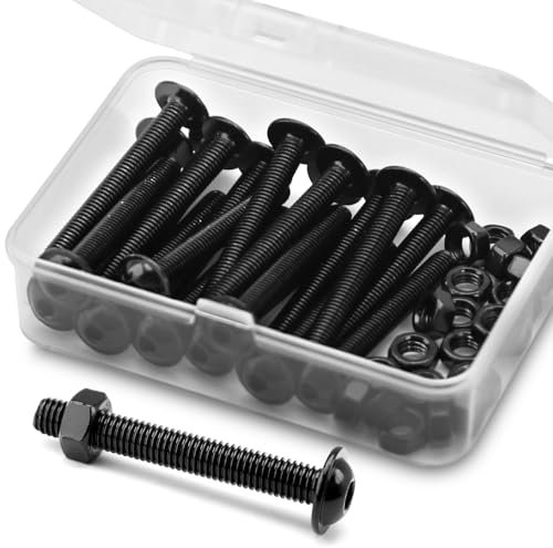 (20 Juegos) Juego de Tornillos y Tuercas Allen M5 x 30 mm, Acero Inoxidable 304 Óxido Negro, Tornillos de Cabeza Plana, Pernos de Brida, Tornillos de Brida