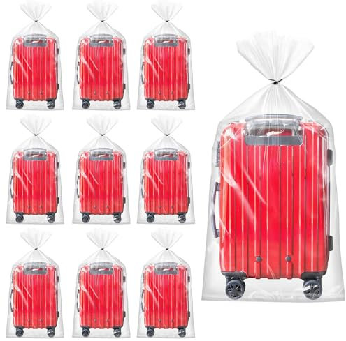 saerryor Extra Large Clear Plastic Storage Bags, 10 PCS Heavy Duty Suitcase Storage bag 90 x 120 CM with Ribbons Dustproof Clear Bags for Suitcase, Quilts, Blankets, Chair, Plush Toys, Furniture