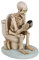 Out of the blue Skelett mit Handy auf Toilette Dekofigur - Halloween Deko Figur aus Polyresin