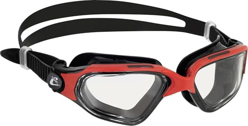 CRESSI Clear Eyes Goggles Black/Red - Unisex Pure Silicone Swimming Goggles with Molecular Anti Fog Lens Treatment, Black/Red Clear Lens, One Size