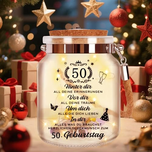 Sunwuun 50 Geburtstag Frau Mann LED Flaschenlicht Geburtstag,50 Geldgeschenke Geburtstag Verpackungen,50.Geburtstag Geschenk Nachtlicht Geschenke Deko,Coole Geschenkideen zum 50.Geburtstag Tischdeko.