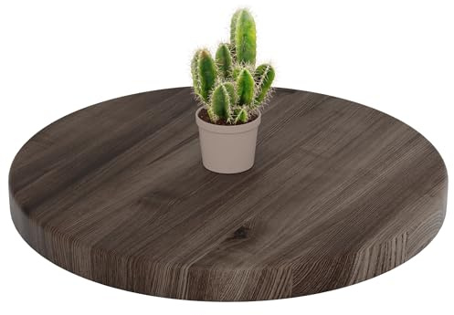 LAMO Manufaktur Holzplatte rund 50 cm aus Naturholz | Tischplatte für Couchtisch, Kaffeetisch, Nachttisch | Stärke: 40 mm | Farbe: Ebenholz