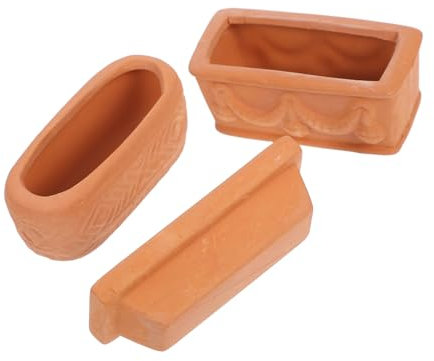 Happyyami Kleiner Topf aus Terrakotta, 3 Stück, Braun, Stabil, Bemalbar