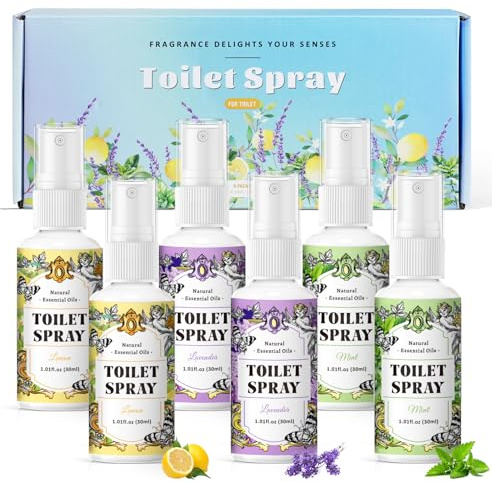SCENTORINI Toilet Spray with 3 Fragrance, Luxury Toilet Spray, Lemon, Lavender, Mint, Bathroom Air Freshener, 6 Pack