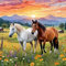 GDYEEH Pferd Diamond Painting Erwachsene, 5D Sonnenuntergang Diamant Kunst Bilder Anfänger, DIY Runder Vollbohrer Grasland Diamanten Malerei Stickerei Kreuzstich Geschenke Home Wand Dekor 30x30 cm