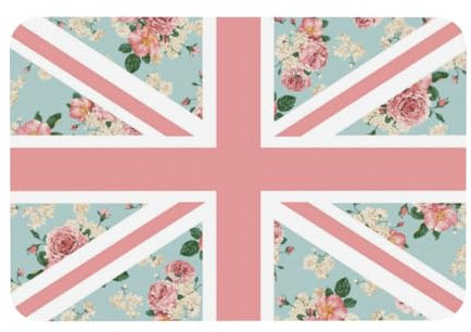YOFIEN Englische Rosen, Union Jack-Flagge, Kieselgur-Badematte, rutschfest, super saugfähig, Badezimmerteppich, Bodenmatte, 39,9 x 60,9 cm