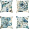MEILIHEN Leinen Kissenbezug Sofakissen 45x45 Blumen Vögel Türkis Muster Kissenhülle 4er Set kissenbezüge Dekokissen Bezug für Couch Zierkissen Outdoor Kissen