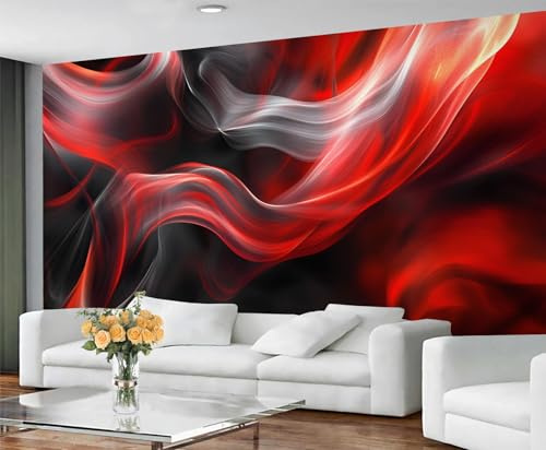 GIVLWF Wallpaper - Abstract Home Decor & Mural, Self Adhesive Wallpaper for Living Room, Black and Red Stripes Wall Mural, Simple Lines Bedroom Wall Paper, Peel and Stick