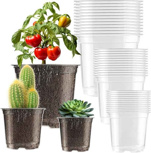 auriikoop 36 Stück Anzuchttöpfe, Blumentöpfe 9/10/13cm Pflanztopf Durchsichtig Anzucht Untertopf Orchideentopf Transparent, Anzuchttopf Plastik für Orchideen Sukkulenten Kaktus Setzlinge