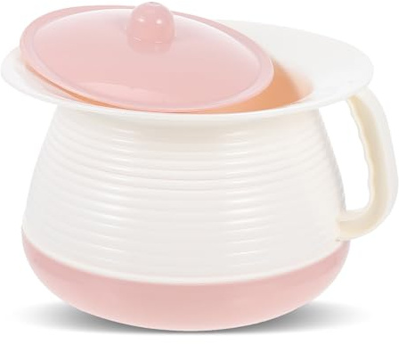 Operitacx Pot D'urine de Nuit Portable en Plastique avec Couvercle, Urinoir pour Personnes Âgées et Garçon et Filles, Pot de Chambre Rose, Usage Familial et Hospitalier, Facile à Nettoyer,