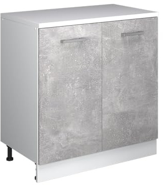 Vicco Erweiterungsschrank Rion, Beton/Weiß, 80 x 46 cm | ohne Schräge mit 2 Türen, kombinierbar mit Rion Dachschrägenschränken und Schrankmodulen