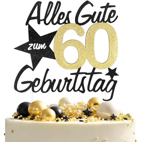 DOORIO Alles Gute zum 60 Geburtstag Stecker Tortendeko Geburtstag Cake Topper 60. Geburtstag Happy 60th Birthday Tortendeko Kuchen Topper für Frauen Männer