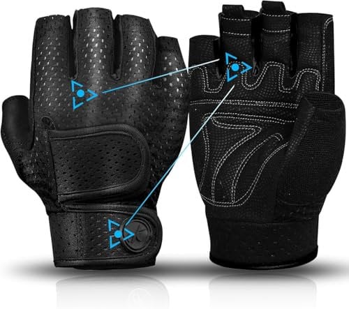MOREOK Gewichtheber Handschuhe Workout Handschuhe -[3MM Gel] Fitness Handschuhe,Trainingshandschuhe Herren Damen für Krafttraining,Heben, Training, Rudern, Klimmzüge-Schwarz-S