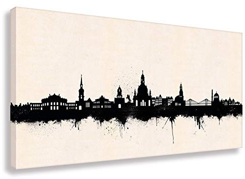 Kunstbruder Moderne Dresdener Skyline - Schwarz/Weiß 60x120cm - by Stadt Dresden Kunstdruck 2cm (div. Varianten/Größen)- Leinwandbild Wandbild Wanddekoration/fertig zum aufhängen
