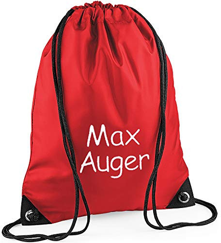 TeddyTs Personalised Embroidered Name School Sports PE Drawstring Gym & Swimming Bag (Red)