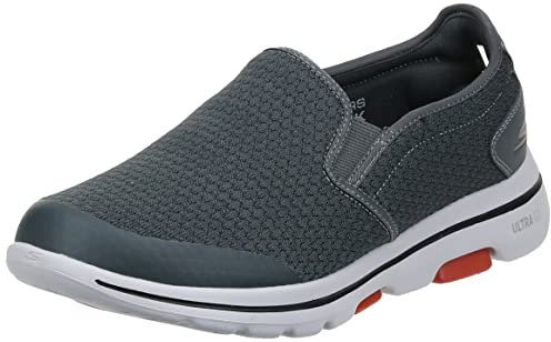 Skechers Gowalk 5-Elastic Stretch Athletic Slip-on Casual Loafer Walking Shoe, Zapatillas Hombre, Grey Charcoal Textile Synthetic White Trim Charcoal, 48.5 EU X-Ancho