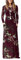 PCEAIIH Women Long Sleeve Loose Plain Maxi Dresses Casual Long Dresses with Pockets (X-Large, Long Sleeve Flower Wine Red)