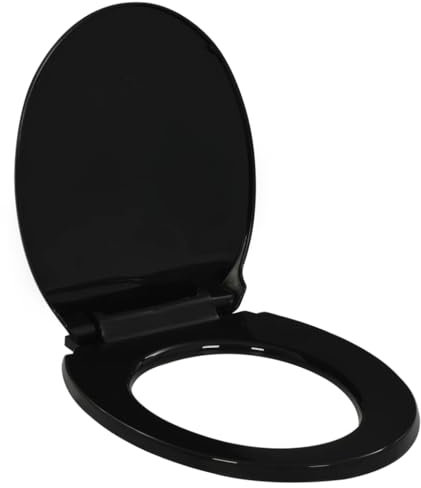 vidaXL Tapa de Inodoro de Cierre Suave y Desenganche Rápido Negra Baño Váter Estándar Accesorios Fontanería Ideal Hogar Restaurante Hotel Comercio