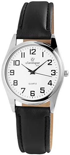 Classique Herrenuhr Weiß Schwarz Analog Metall Kunst-Leder Quarz Armbanduhr