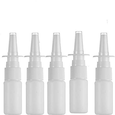 Nomija 20ML White Empty Plastic Nasal Spray Bottles Pump Sprayer Mist Nose Spray Refillable Bottle For Saline Water Wash Applications Pack of 5
