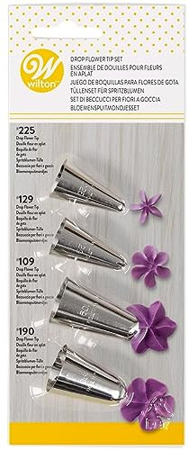 Wilton Douille Patisserie #109, #129, #190, #125 pour Poche à Douille - Outil de Décoration pour Gâteaux, Biscuits, Muffins, Churros - Réutilisable et Compatible Lave-Vaisselle - Lot de 4