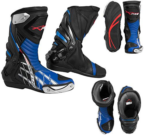 Stivali Omologati CE Moto Quad Motocross Touring Sport Tecnici (46 EU, Blu)