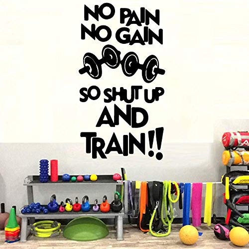 Creative Gym Dekoration Wandaufkleber Zitat No Pain No Gain Vinyl Wandaufkleber Für Jungen Zimmer Schlafzimmer Dekor Wandbild Poster Wallpaper 43X78 Cm