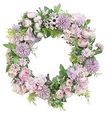 Colcolo 40cm Blumenkranz, Seidenblumen Kunstblumen Türkranz Wandkranz Dekoration für Zuhause, Hochzeit, Party - Hell Lila