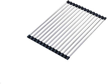 CLQ Estante De Drenaje De Acero Inoxidable Estante De Secado De Frutas Y Verduras, Escurridor, Escurridor, Escurridor sobre Fregadero Enrollable, Negro