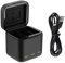 TELESIN Dreifach-Ladegerät für GoPro Hero 12 Hero 11 Hero 10 Hero 9 Black, Akku-Speicherbox mit 3 Kanälen Ladegerät mit 2 wiederaufladbaren Lithium-Ionen-Akkus für Go Pro(Einzel-Ladegerät)
