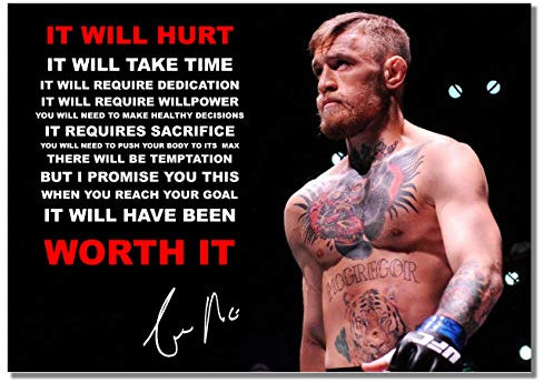 Conor It Will Hurt A3 ungerahmt McGregor Mixed Martial Artist Boxer Sport Zitat Poster Motivation Inspiration Foto Bild