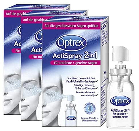 Optrex ActiSpray 2in1 Liposomales Augenspray für trockene & gereizte Augen, auch bei Kontaktlinsen, 3 x 10ml