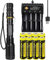 Helle Taschenlampe 5 Modi mit 8 Pack 18650-Batterien und 1 Pack 4 Steckplätzen USB Ladegerät, 2000 Lumen, Wasserdicht Zoomable Taschenlampe Wiederaufladbar für Camping Radfahren Hundespaziergänge